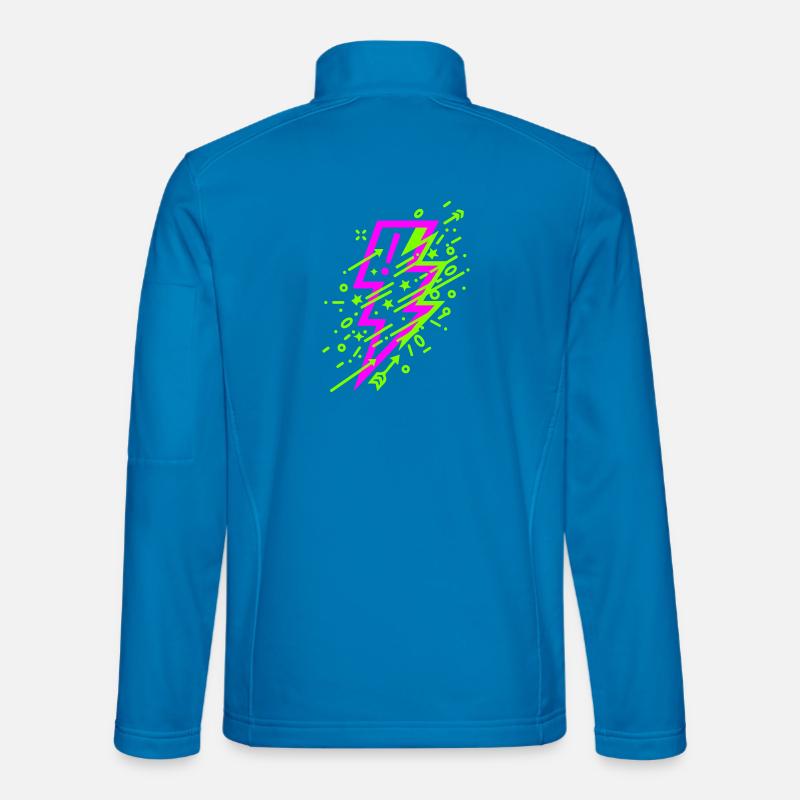 Vibrant cosmic lightning in neon - Unisex Softshell Jacket - light blue