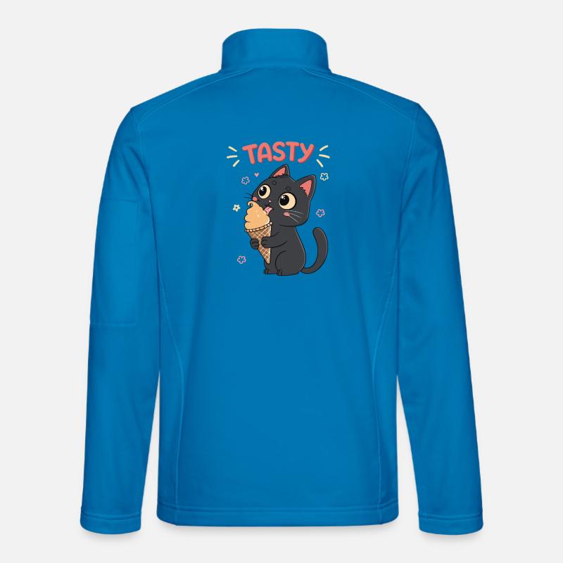 Schwarze Katze Foodie Eiscreme - Unisex Softshelljacke - Lichtblau
