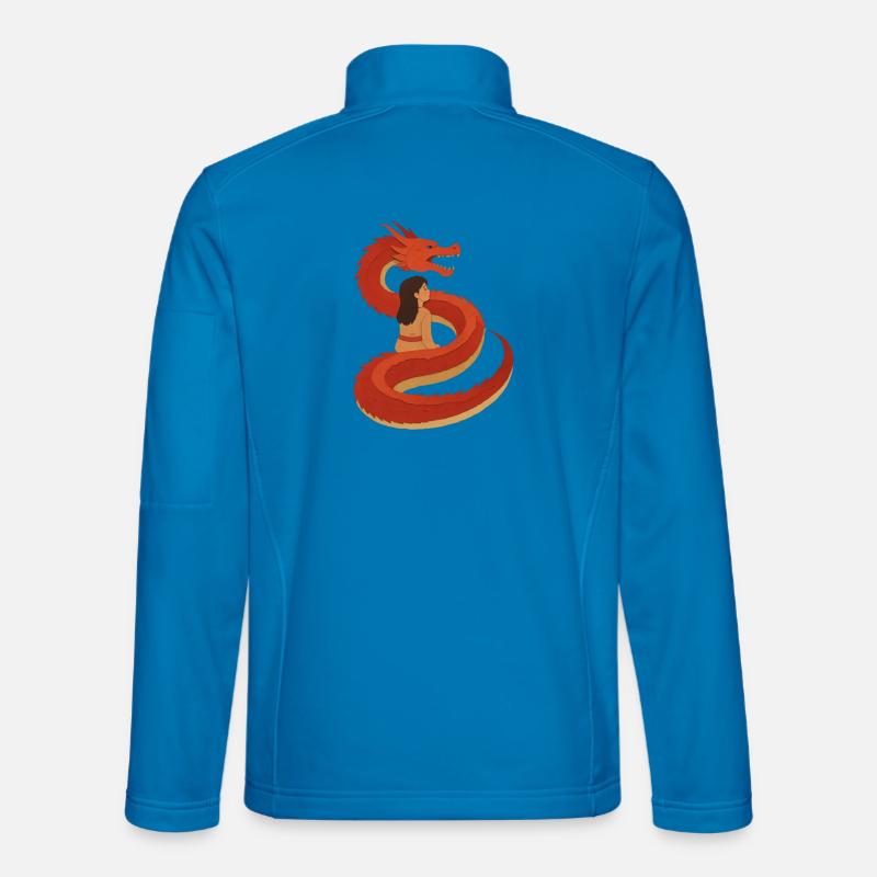 Dragon's Embrace: Fiery Serpent & Maiden - Unisex Softshell Jacket - light blue