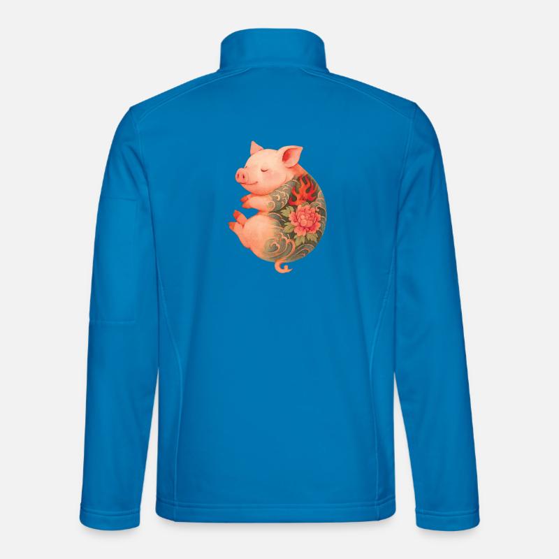 Tätowiertes Ferkel – Friedliche Tinte - Unisex Softshelljacke - Lichtblau