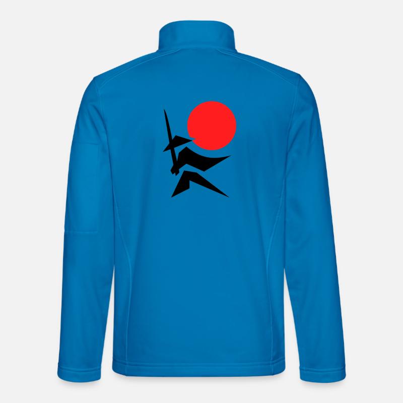 Abstraktes Bild mit Samurai Rot Schwarz - Unisex Softshelljacke - Lichtblau