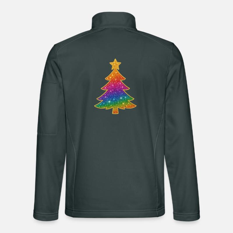 Rainbow Glitter Christmas Tree Unisex Softshell Jacket