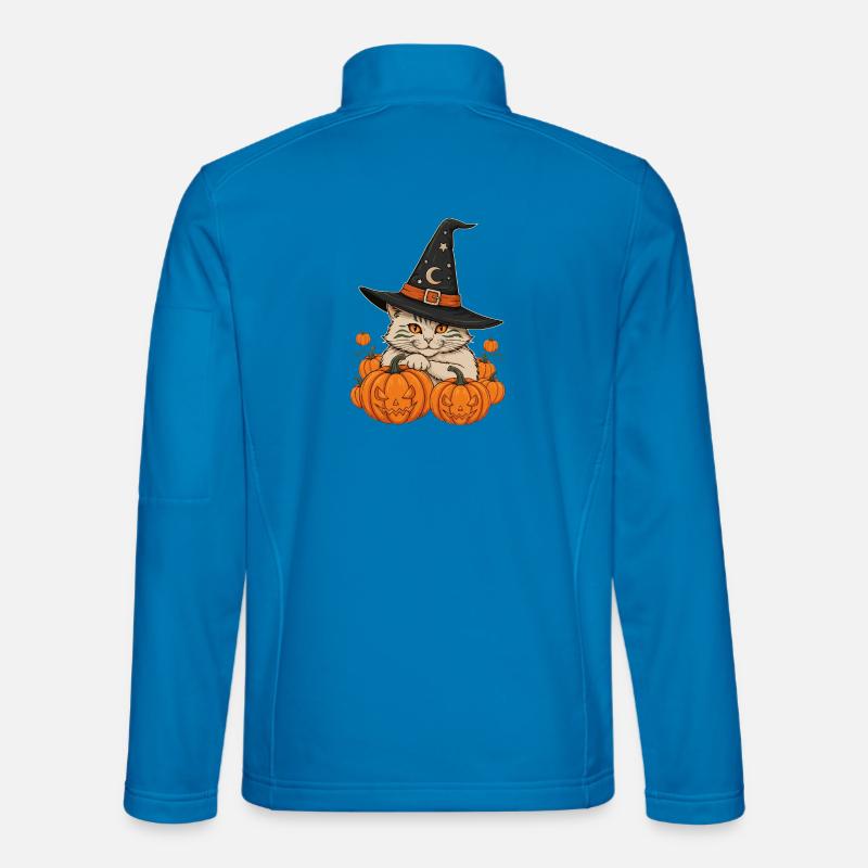 Schnurrbarthexe unter Kürbissen - Unisex Softshelljacke - Lichtblau
