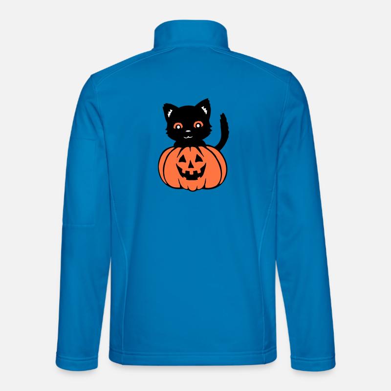Halloween Kat Sort Græskar Efterår Uhyggelig Uhyggelig - Unisex softshelljakke - klar blå