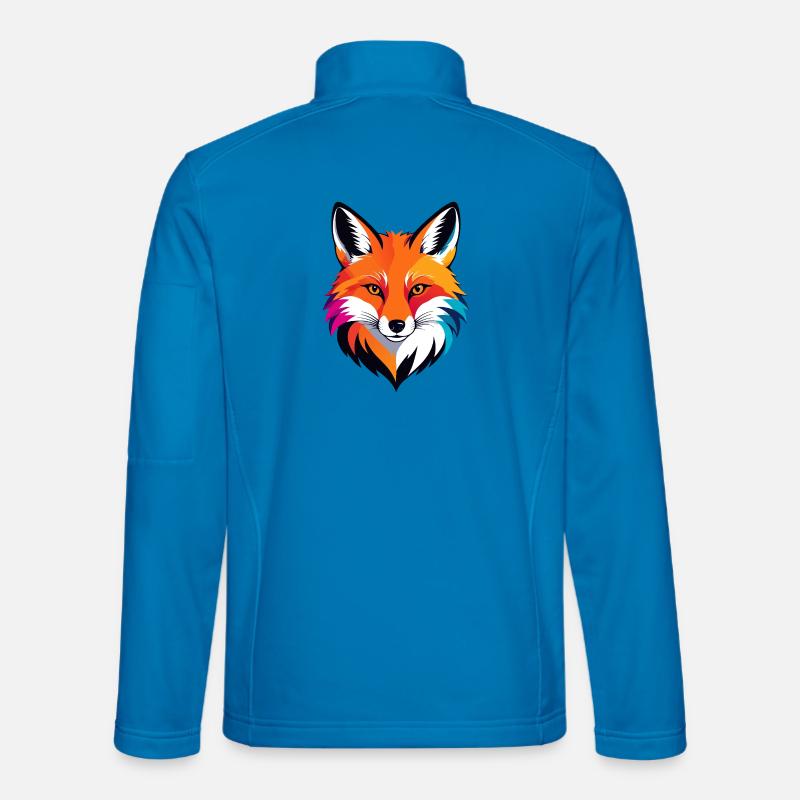 Bunter Fuchs Kopf Rotfuchs Gesicht Porträt Motiv - Unisex Softshelljacke - Lichtblau
