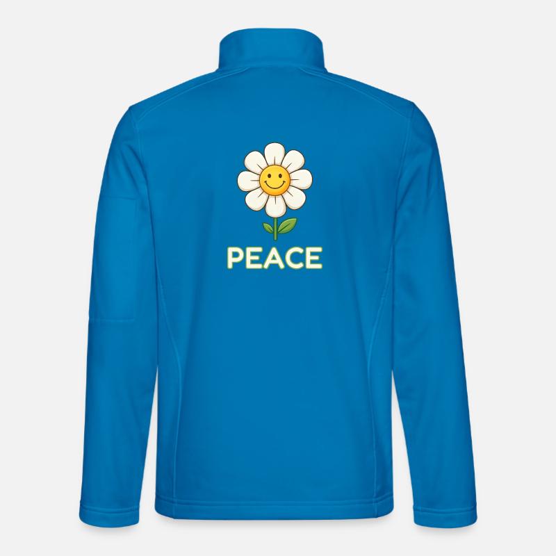 Anti-War Peace Flower - Retro Smiley Daisy - Unisex Softshell Jacket - light blue