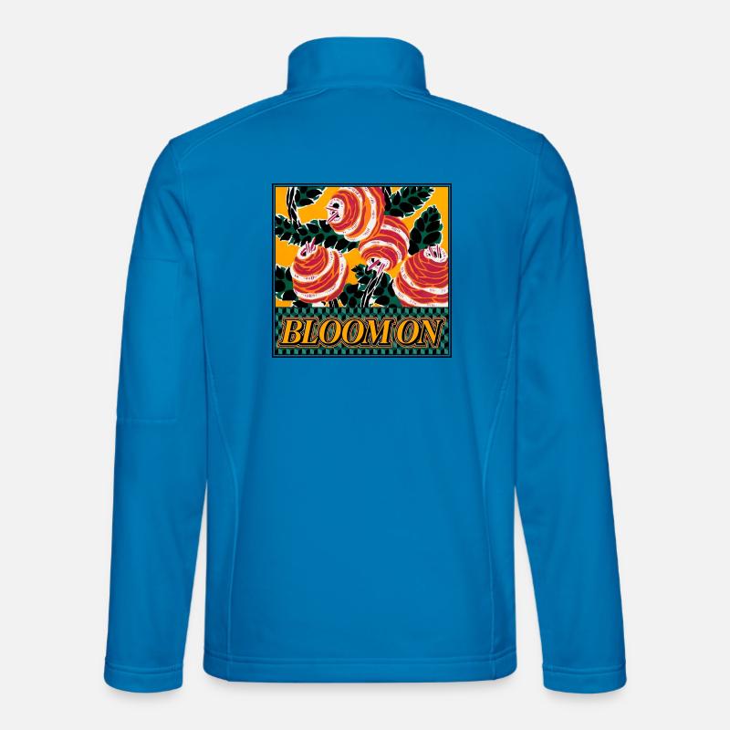 Bloom On - Déclaration florale rétro - Veste en tissu softshell Unisexe - bleu clair