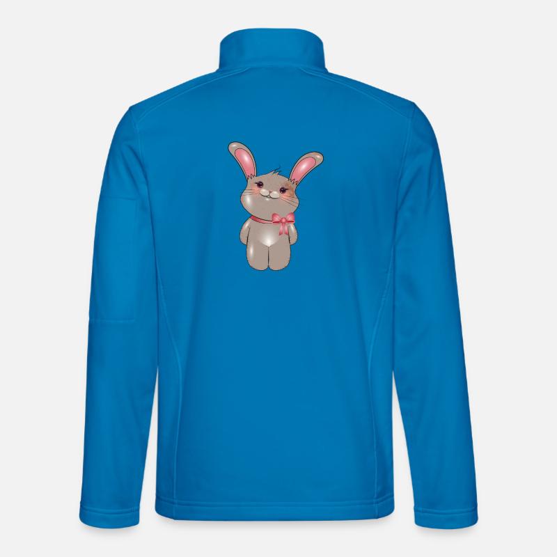 cute bunny with bow in comic style Unisex Softshell Jacket