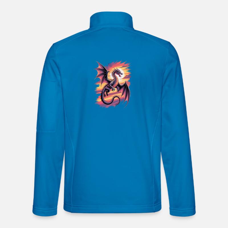 Fantasie Drache im Sonnenuntergang - Unisex Softshelljacke - Lichtblau