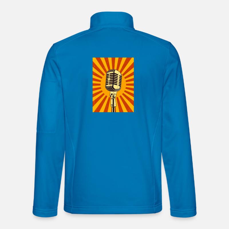 Classic Retro Microphone Glowing with Soulful Unisex Softshell Jacket