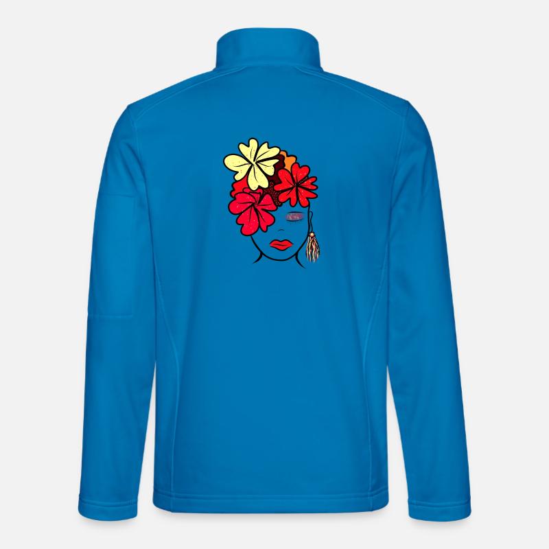 Botanical Flower Collage Print - Unisex Softshell Jacket - light blue