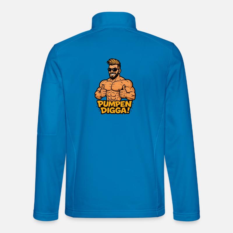 PUMPEN DIGGA Cartoon Bodybuilder - Unisex Softshelljacke - Lichtblau