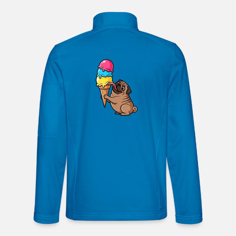 Süßer Mops mit Eis Eiskugel Sommer Cartoon Unisex Softshell Jacket