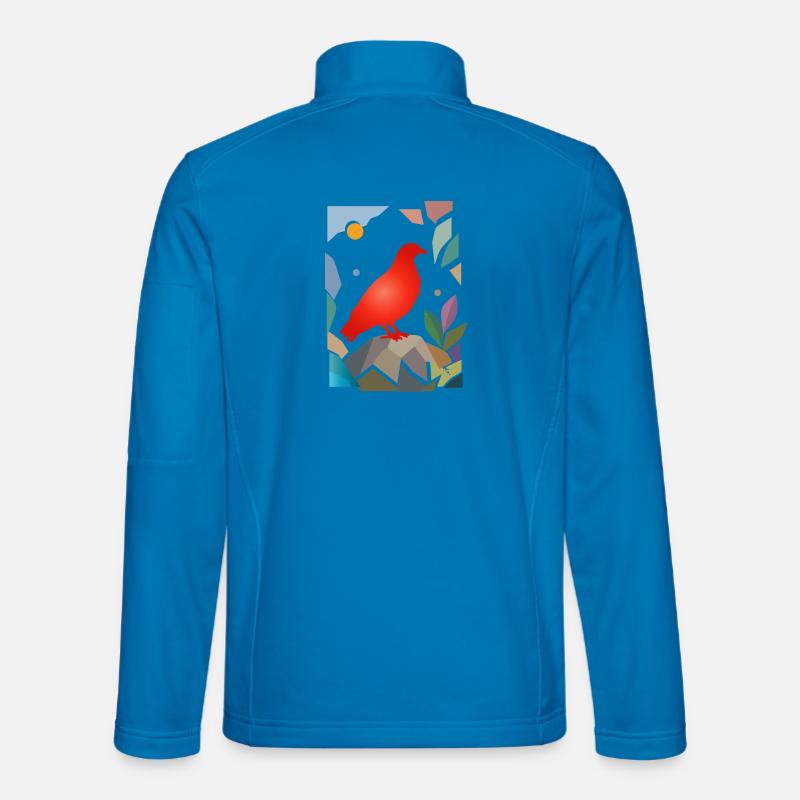 Red Dove on Stone Bird Design - Unisex Softshell Jacket - light blue