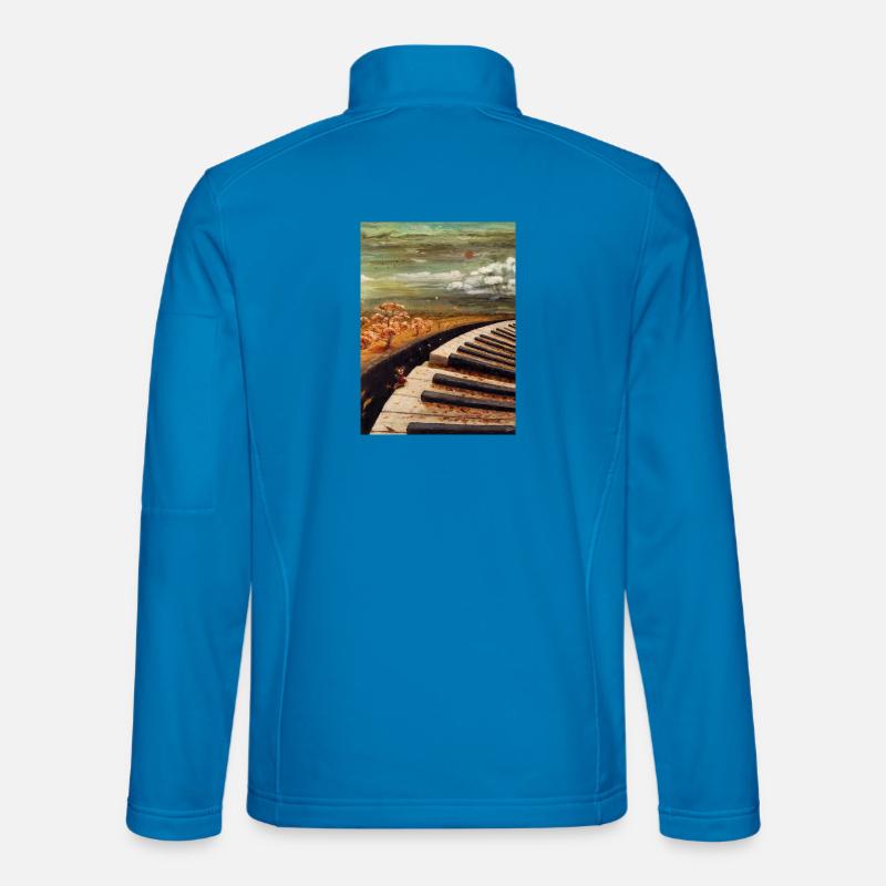 Autumn Gingerbread Bear Piano Landscape - Unisex Softshell Jacket - light blue