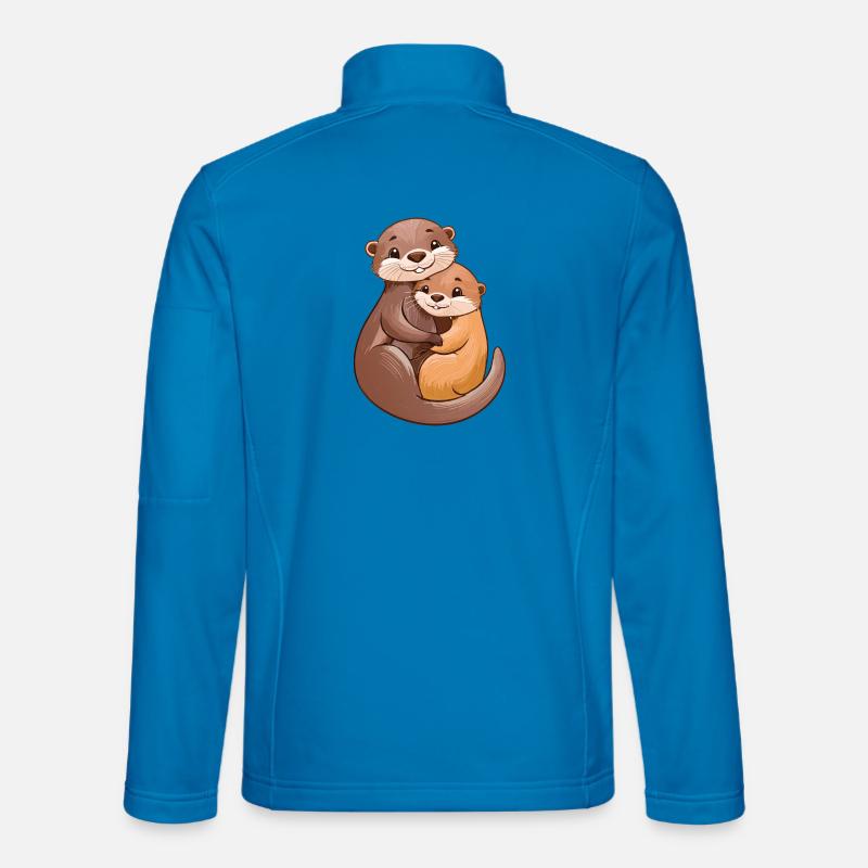 Two cute otters cuddle - Unisex Softshell Jacket - light blue