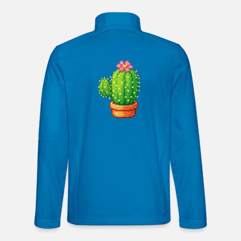 Pixelkaktus mit Blüte Unisex Softshelljacke