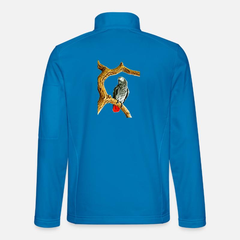 Parrot Noir with red tail tip, Grey parrot Unisex Softshell Jacket