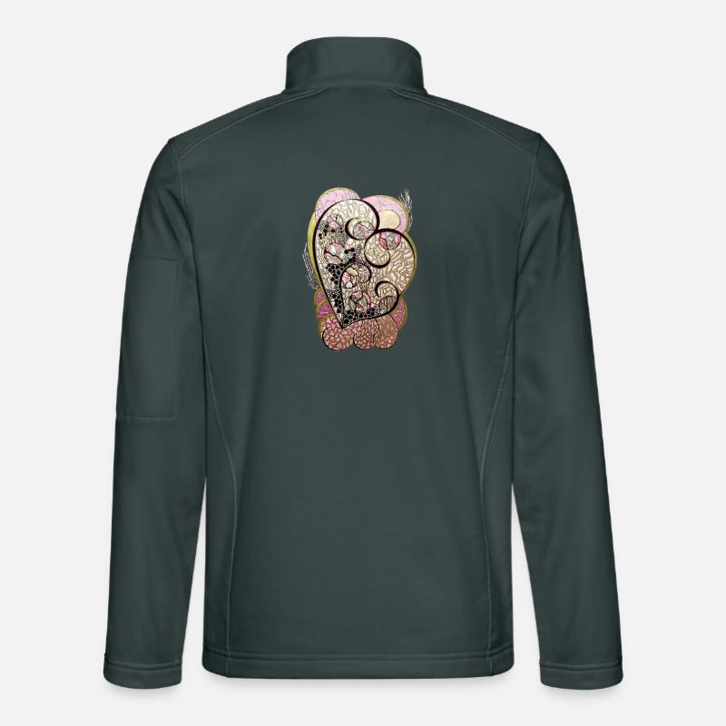 Ornement en forme de cœur Feuillage rose doré Veste en tissu softshell Unisexe