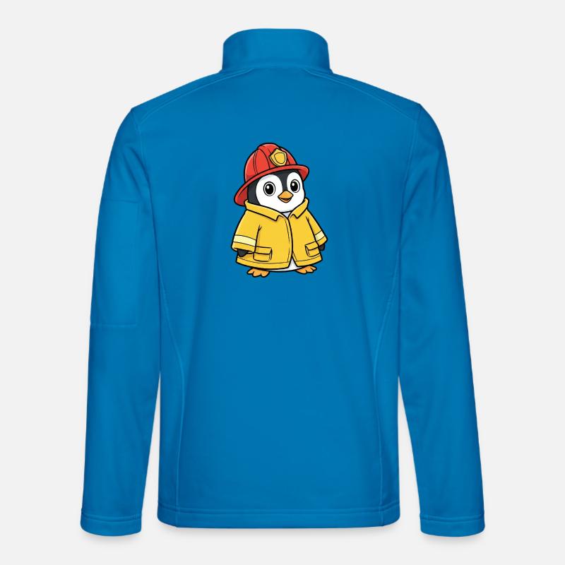 Dessin animé Pompier Aidant Pingouin Mignon Veste en tissu softshell Unisexe