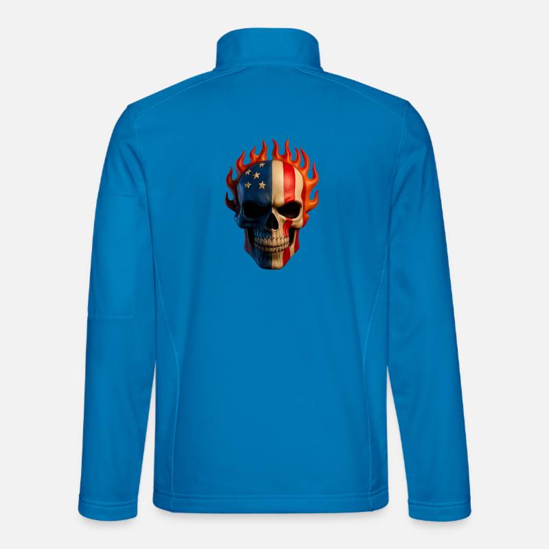 Flaming Flag Skull - Unisex Softshell Jacket - light blue
