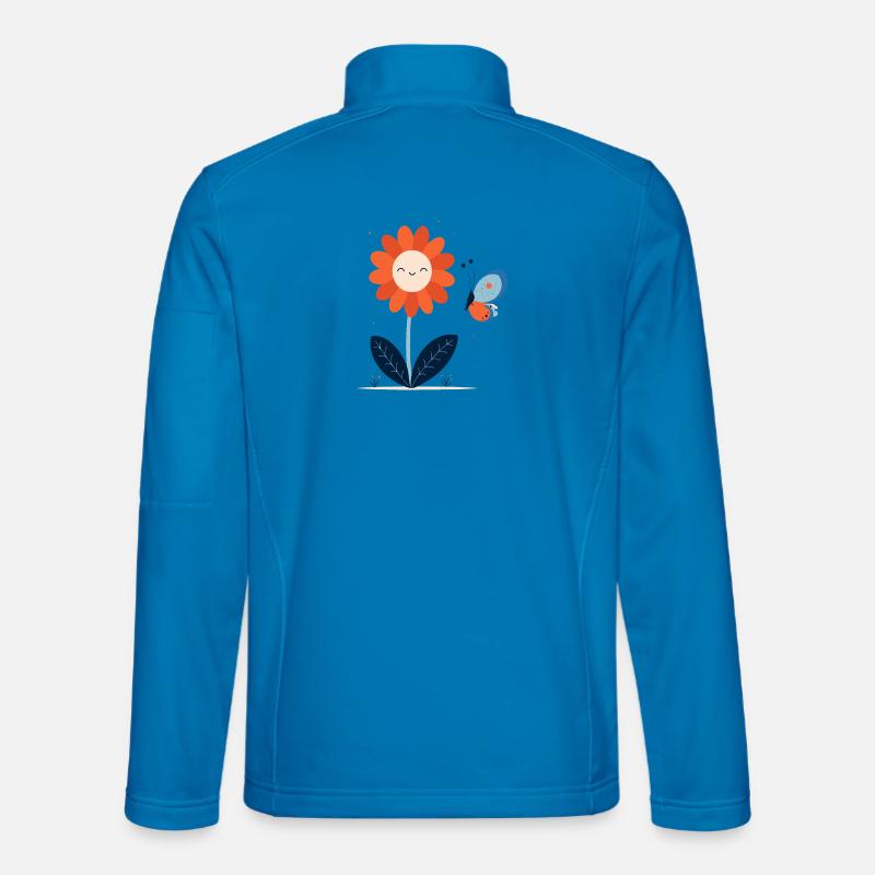 lachende Blume mit Schmetterling - Unisex Softshelljacke - Lichtblau