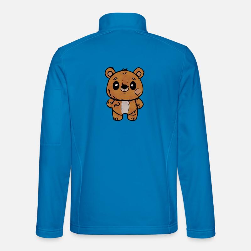 Cartoon Bear With Friendly Expression - Unisex Softshell Jacket - light blue