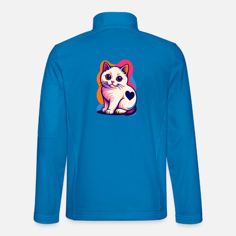 Bunte Katze mit Herz-Akzent - Unisex Softshelljacke - Lichtblau
