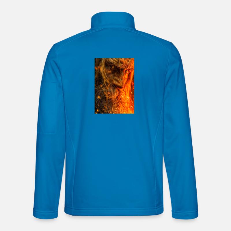 Fiery Ember Warrior Portrait - Unisex Softshell Jacket - light blue