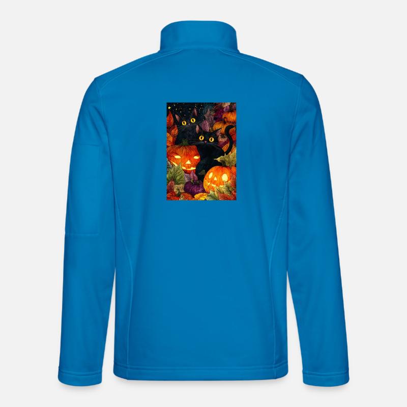 Halloween Moonlit Pumpkin Cats - Unisex Softshell Jacket - light blue