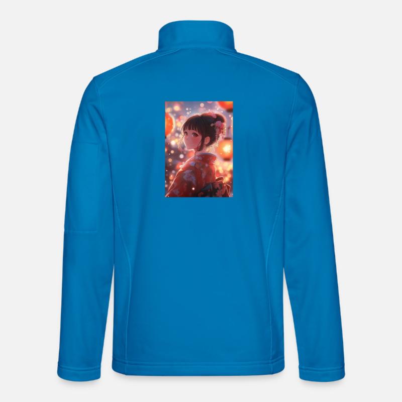 Kimono Blühende Helle Laternen - Unisex Softshelljacke - Lichtblau