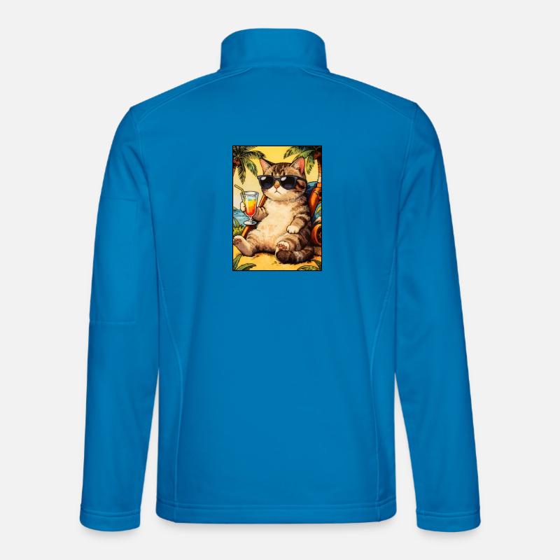 Cool Cat on Summer Vacation - Unisex Softshell Jacket - light blue