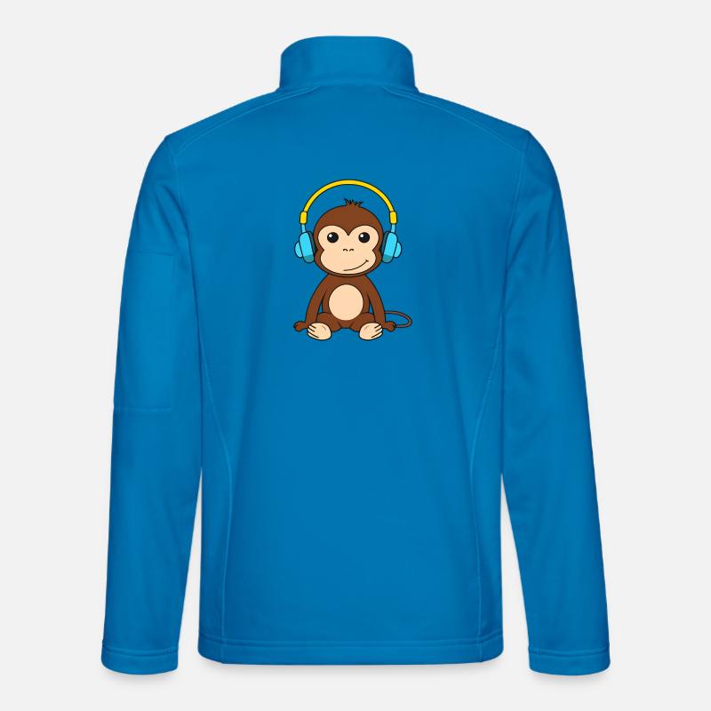 Niedlicher Affe mit Kopfhörern Design Unisex Softshelljacke