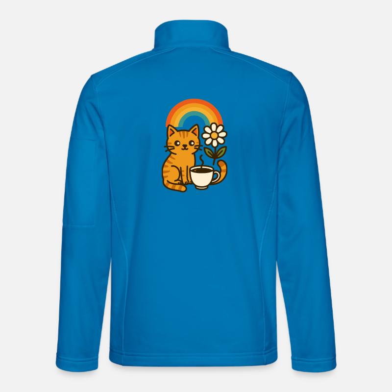 Coffee, Cat and Rainbow - Unisex Softshell Jacket - light blue