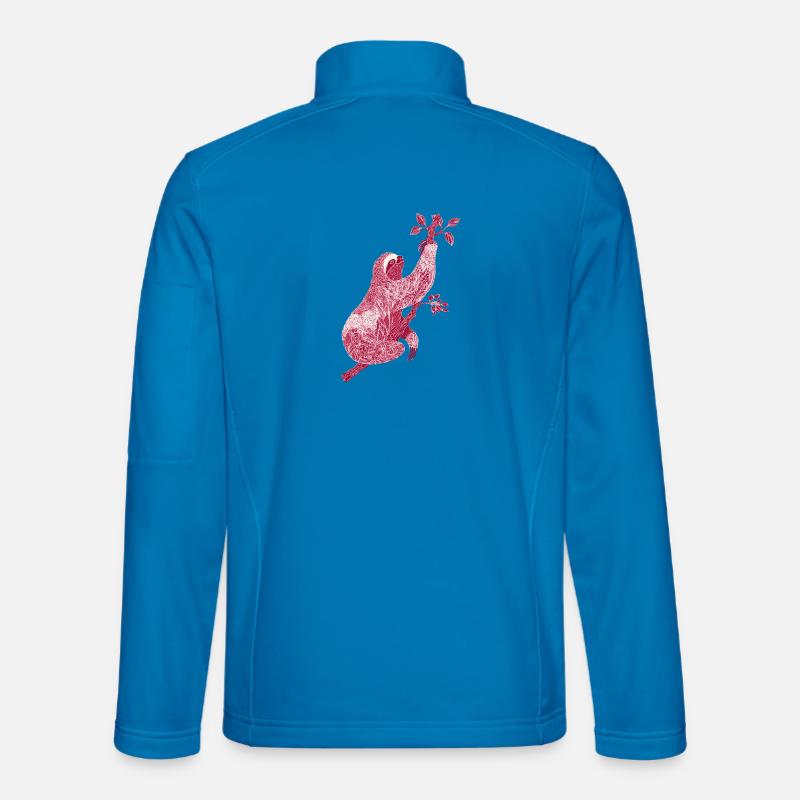Faultier mit rotem Blumenmuster – Line Art - Unisex Softshelljacke - Lichtblau