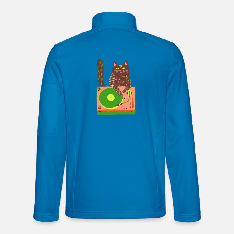 Cat DJ on Neon Turntable - Unisex Softshell Jacket - light blue