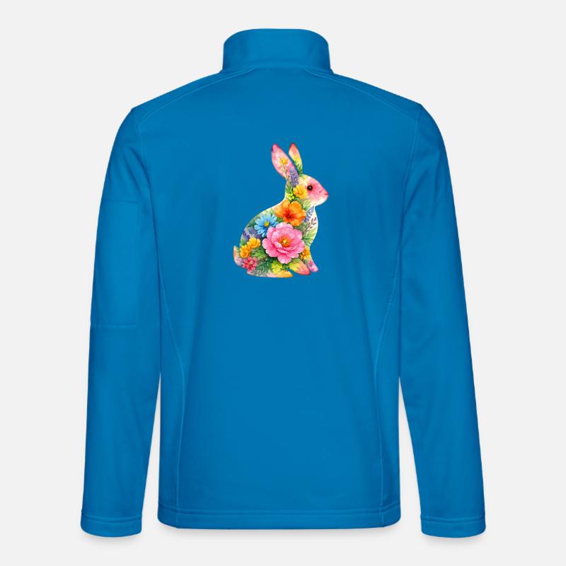 Fleurs aquarelles de lapin à Pâques - Veste en tissu softshell Unisexe - bleu clair