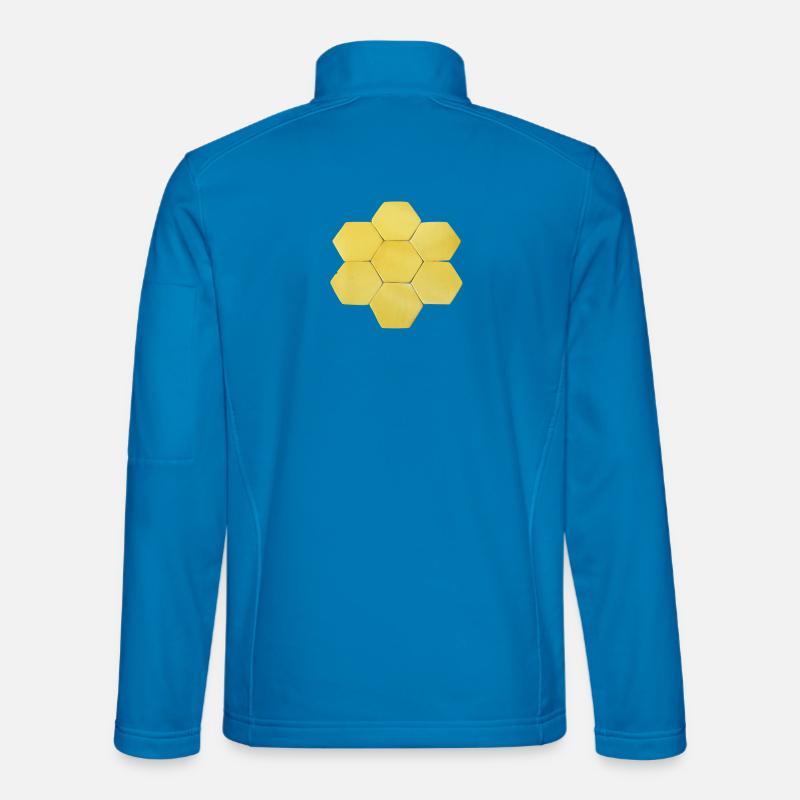 Gelbe Honigwaben Geometrie - Unisex Softshelljacke - Lichtblau