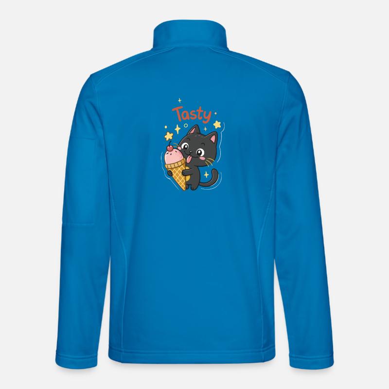 Chat gourmand et crème glacée - Unisex Softshell Jacket - light blue