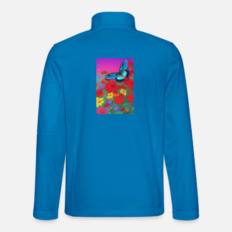 Blumen und Schmetterling - Unisex Softshelljacke - Lichtblau