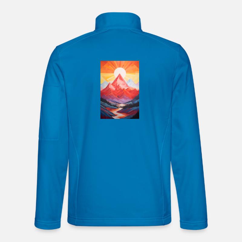 Mountain Landscape with Sunset - Unisex Softshell Jacket - light blue