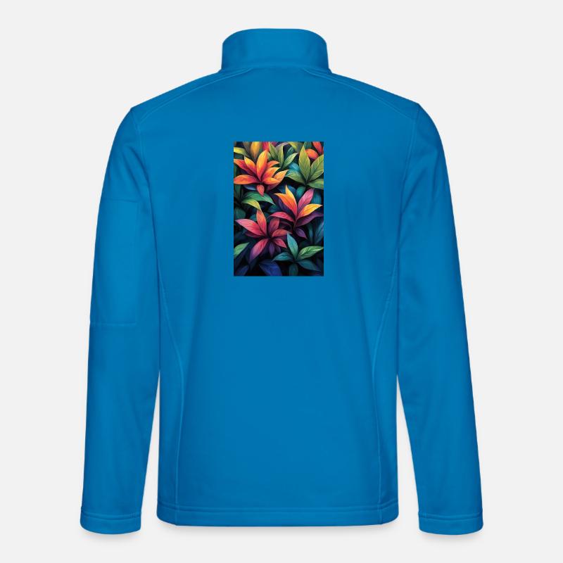 Neonfarbene Tropenblätter Muster - Unisex Softshelljacke - Lichtblau