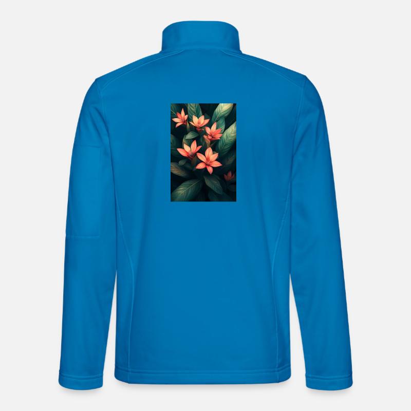 Fleurs tropicales orange au feuillage vert foncé Veste en tissu softshell Unisexe
