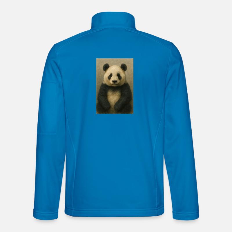 Panda in klassischer Ölgemälde - Unisex Softshelljacke - Lichtblau