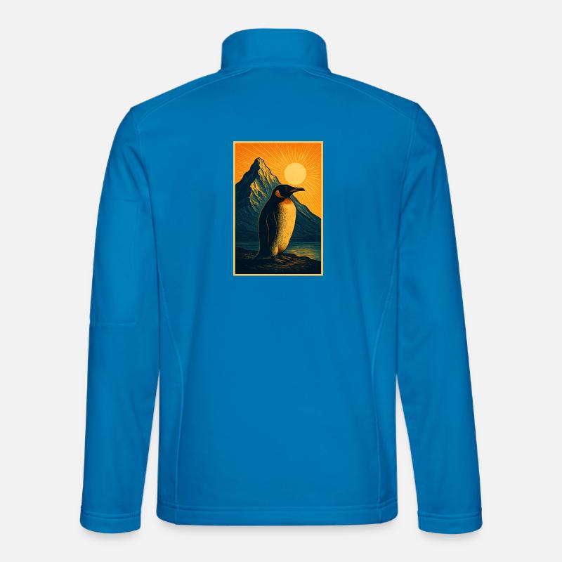 Northern Lights penguin at sunset - Unisex Softshell Jacket - light blue