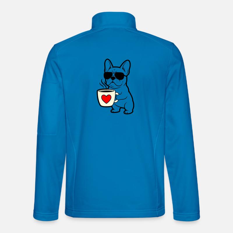 Frenchie Dog Coffee Outline - Unisex Softshell Jacket - light blue