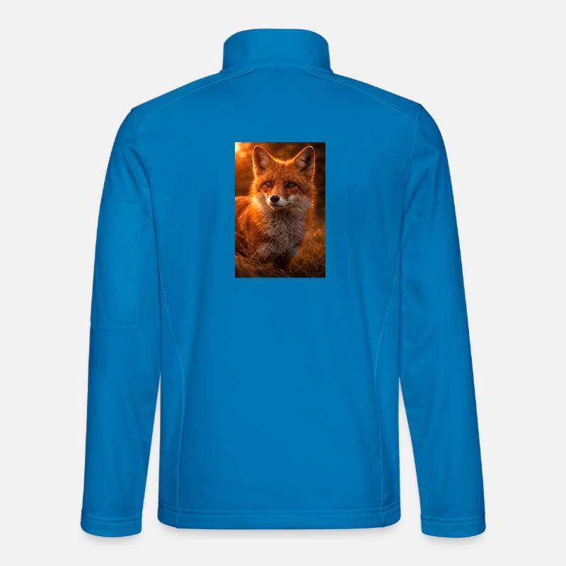 Orange fox at sunset - Unisex Softshell Jacket - light blue