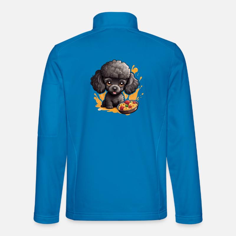 Black poodle with delicious food - Unisex Softshell Jacket - light blue
