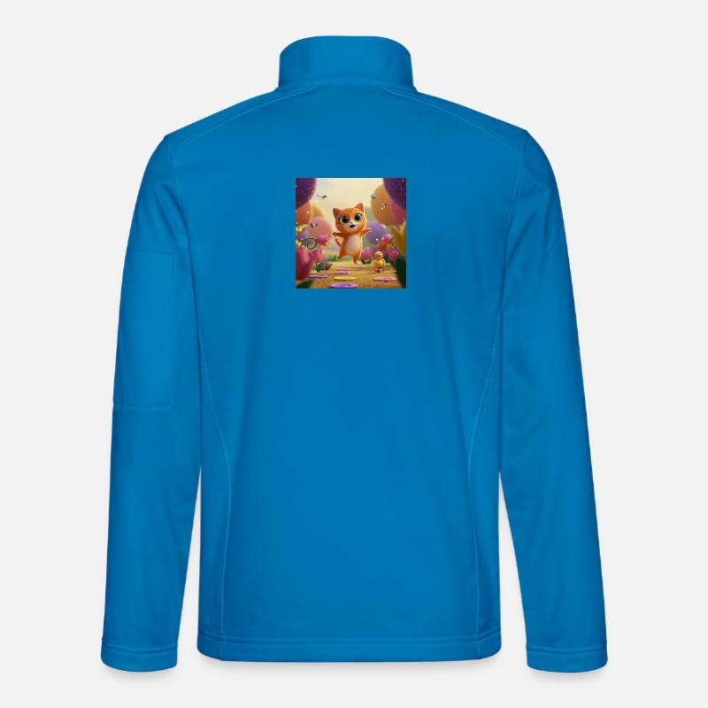 Kätzchen springt durch Blütenreich - Unisex Softshelljacke - Lichtblau