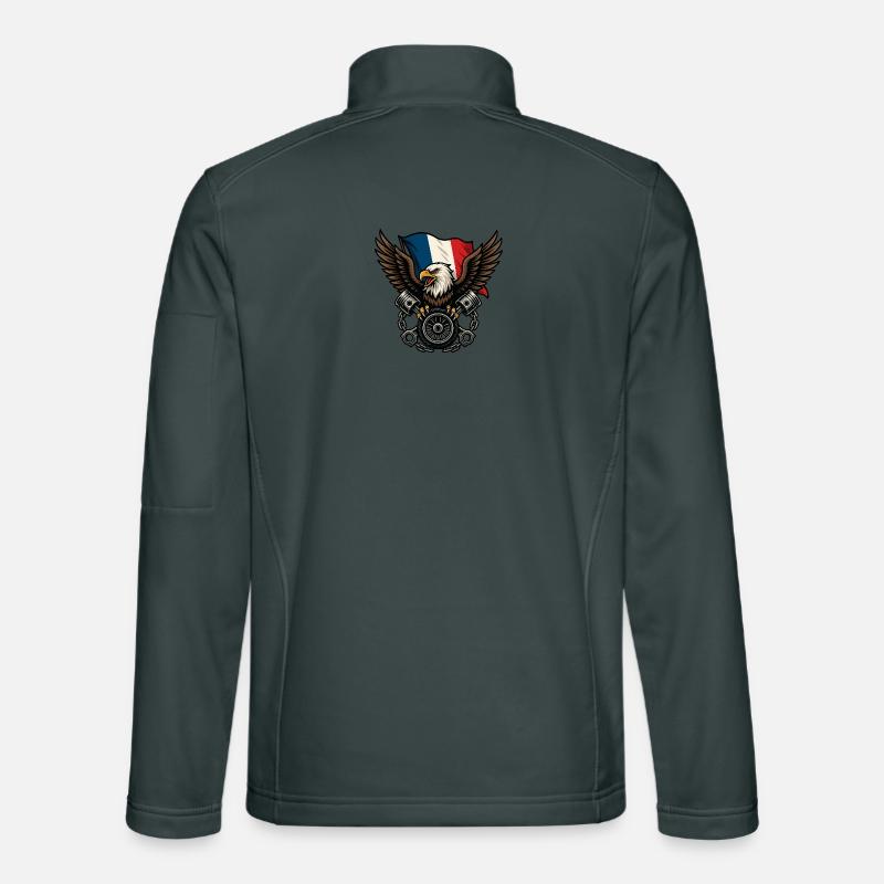 Aigle français avec drapeau  Veste en tissu softshell Unisexe